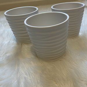 NWOT 3 5" lightweight Ivory/off white honeycomb design planter pots